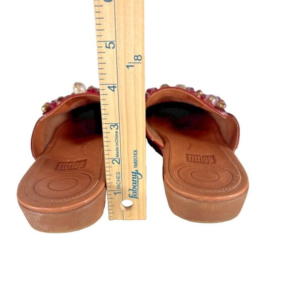 FitFlop Serene Deco Fire Red Patent Leather Embellished Mules Women’s 8 - Picture 9 of 12